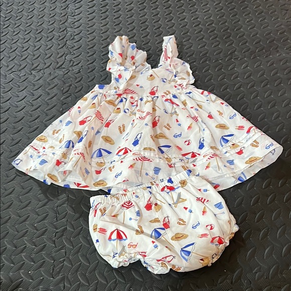 Janie and Jack White and Blue Beach Print Kids Matching Set - Picture 5 of 11